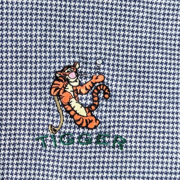 NWT Vintage‎ 1990s Disney Store Houndstooth Embroidered Tigger Golf Polo Blue S - Picture 10 of 11